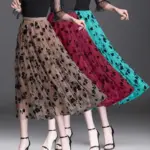 ⁦تنوره موضة أنيقة منقطة تصميم جميل وانيق⁩ - الصورة ⁦4⁩