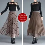 ⁦تنوره موضة أنيقة منقطة تصميم جميل وانيق⁩ - الصورة ⁦2⁩